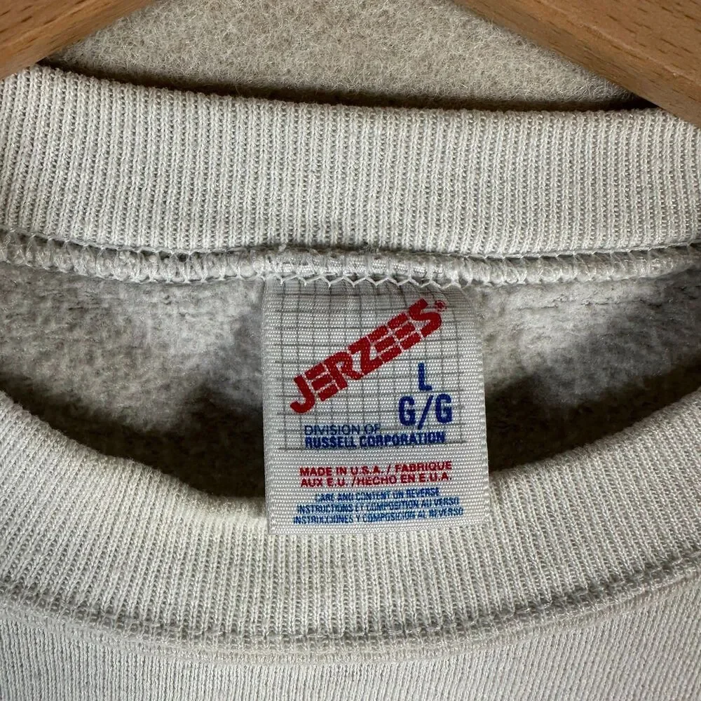 Vtg Jerzees Blank Crewneck Sweatshirt Mens Large White Casual Basic USA Made